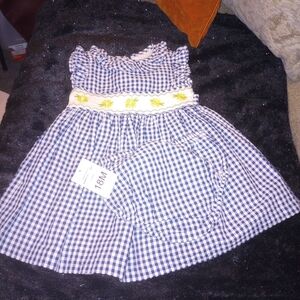 Bonnie Baby Blue and White Gingham Dress with Sunflower Accents